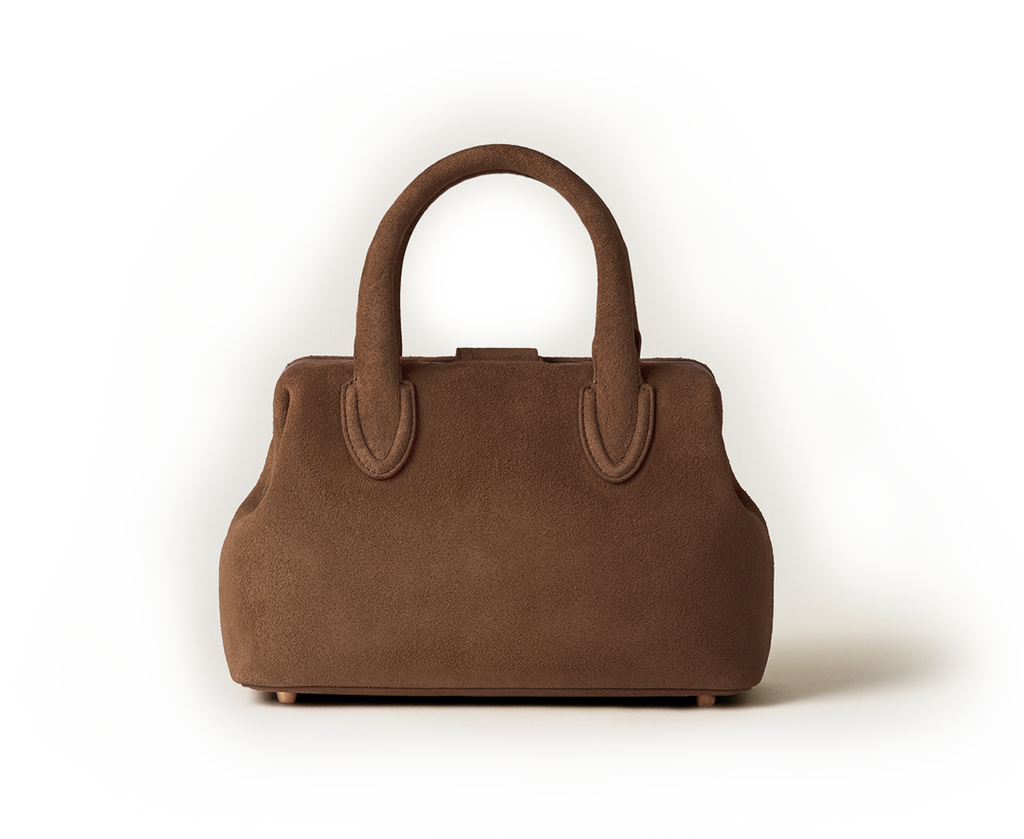 Back view of the Schell Doctor Bag Chocolate Small in suede leather