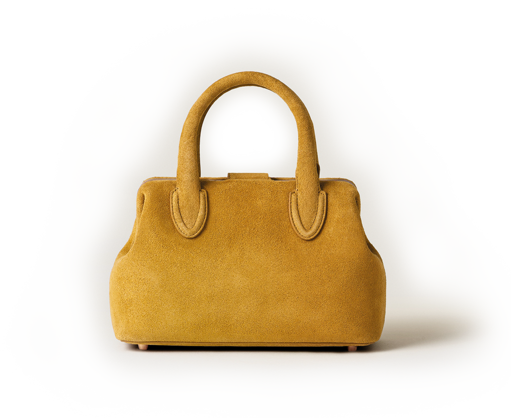 Back view of the Schell Doctor Bag Mustard Small in suede leather